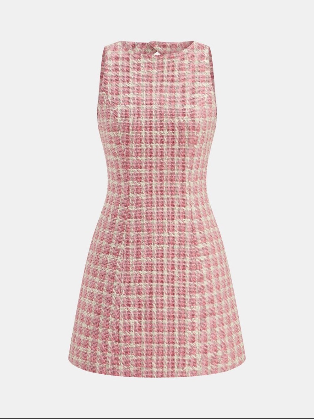 Commense Pink & Cream Check Tweed Mini Dress